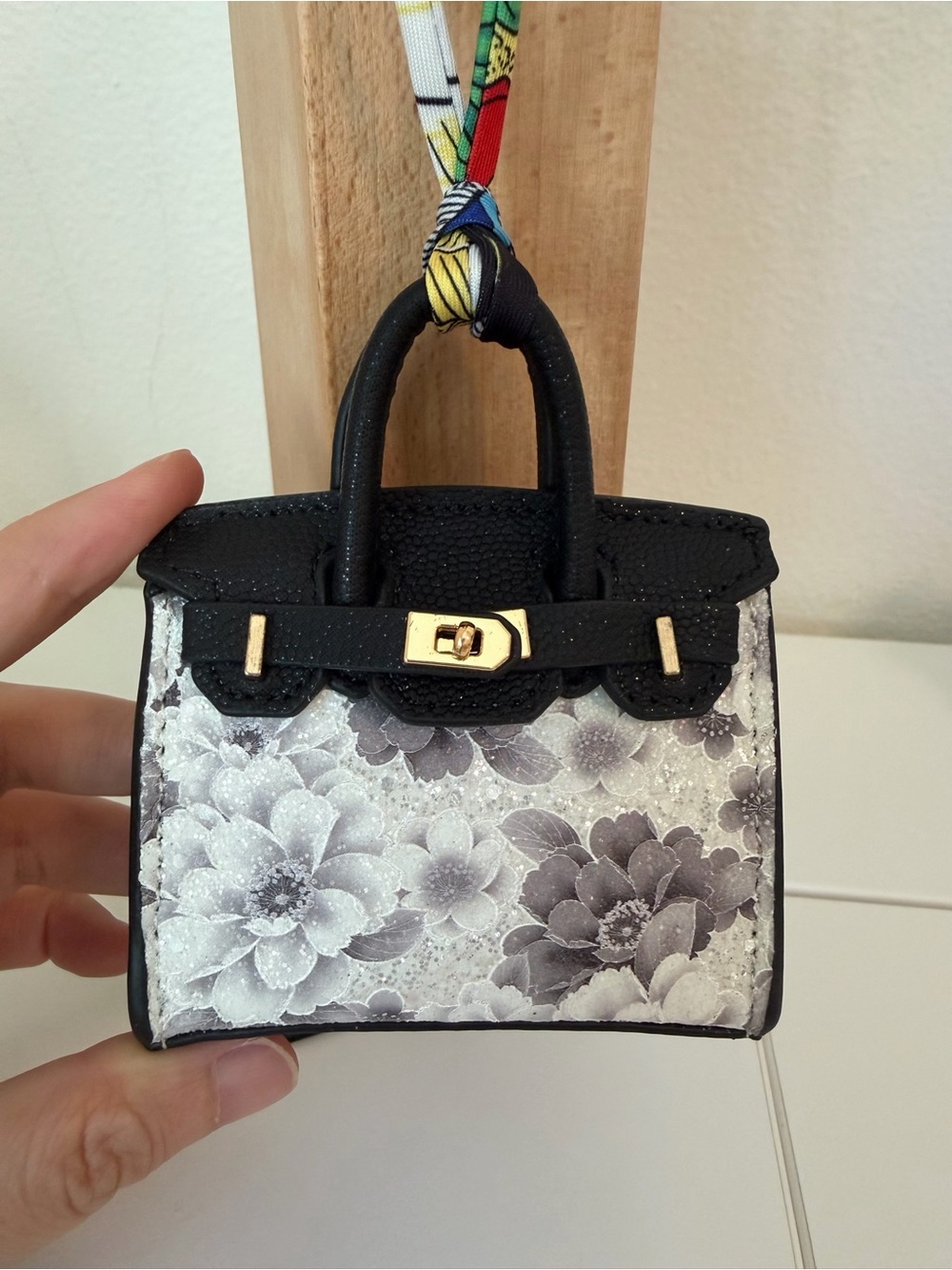 Mini Floral Glitter Bag Charm | Japanese Sakura Style